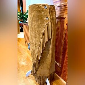 Vintage Western Fringed Suede Tulip Skirt, Size 12